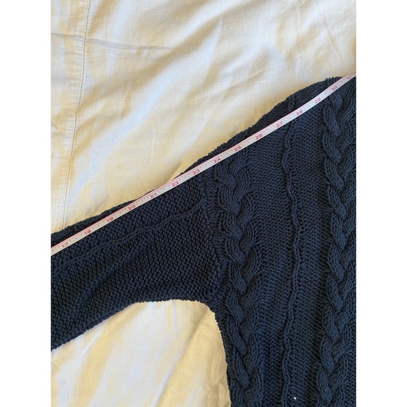 Velvet by Graham & Spencer Sweater Women M Navy Cable Knit Fisherman Core Preppy - Picture 8 of 9